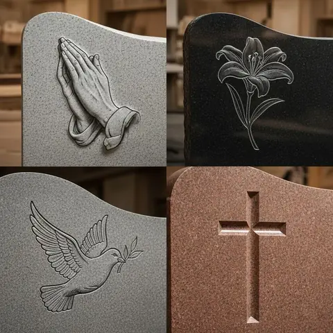 Religious symbol carved into a memorial