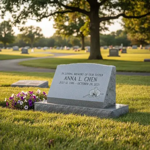 Slant granite marker
